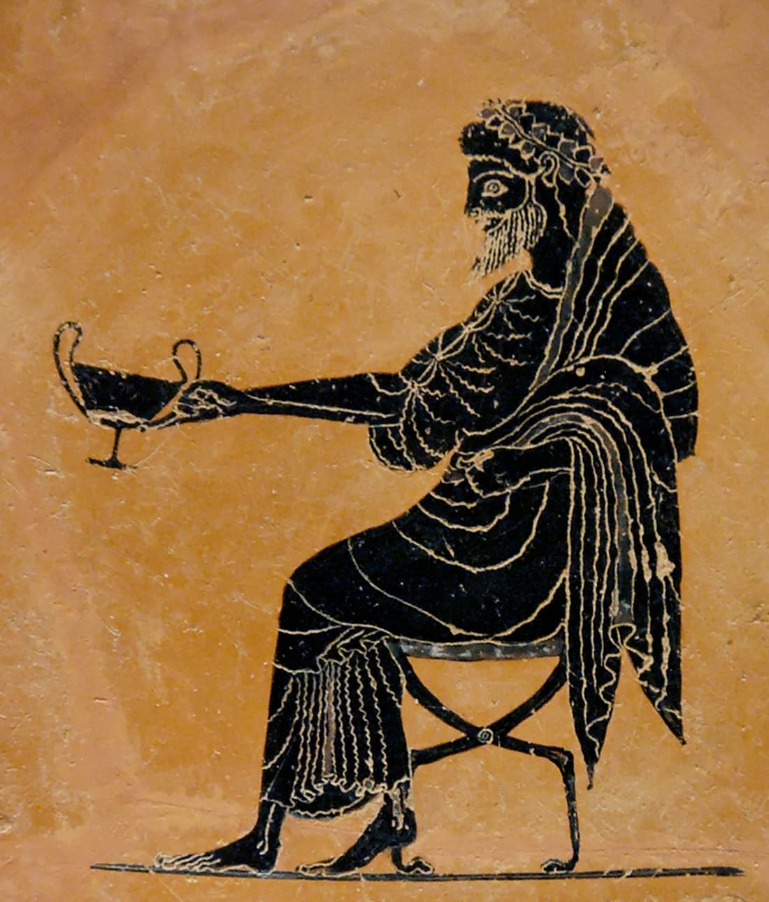 Ancient pottery depiction of Dionysus